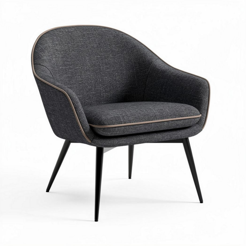 Fauteuil en tissu gris anthracite avec pieds en métal noir 80 x 80 x 70cm