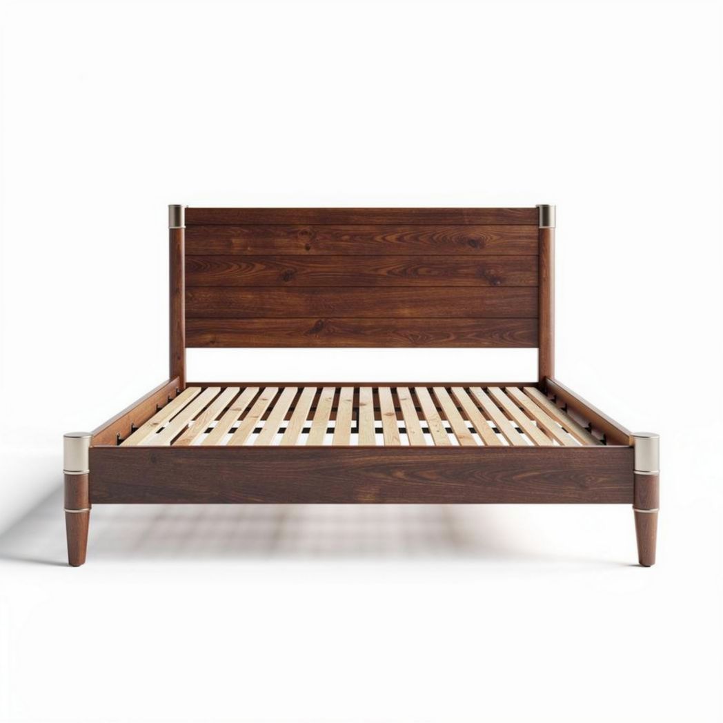 Lit en bois massif avec structure en métal 200 x 160 x 40cm