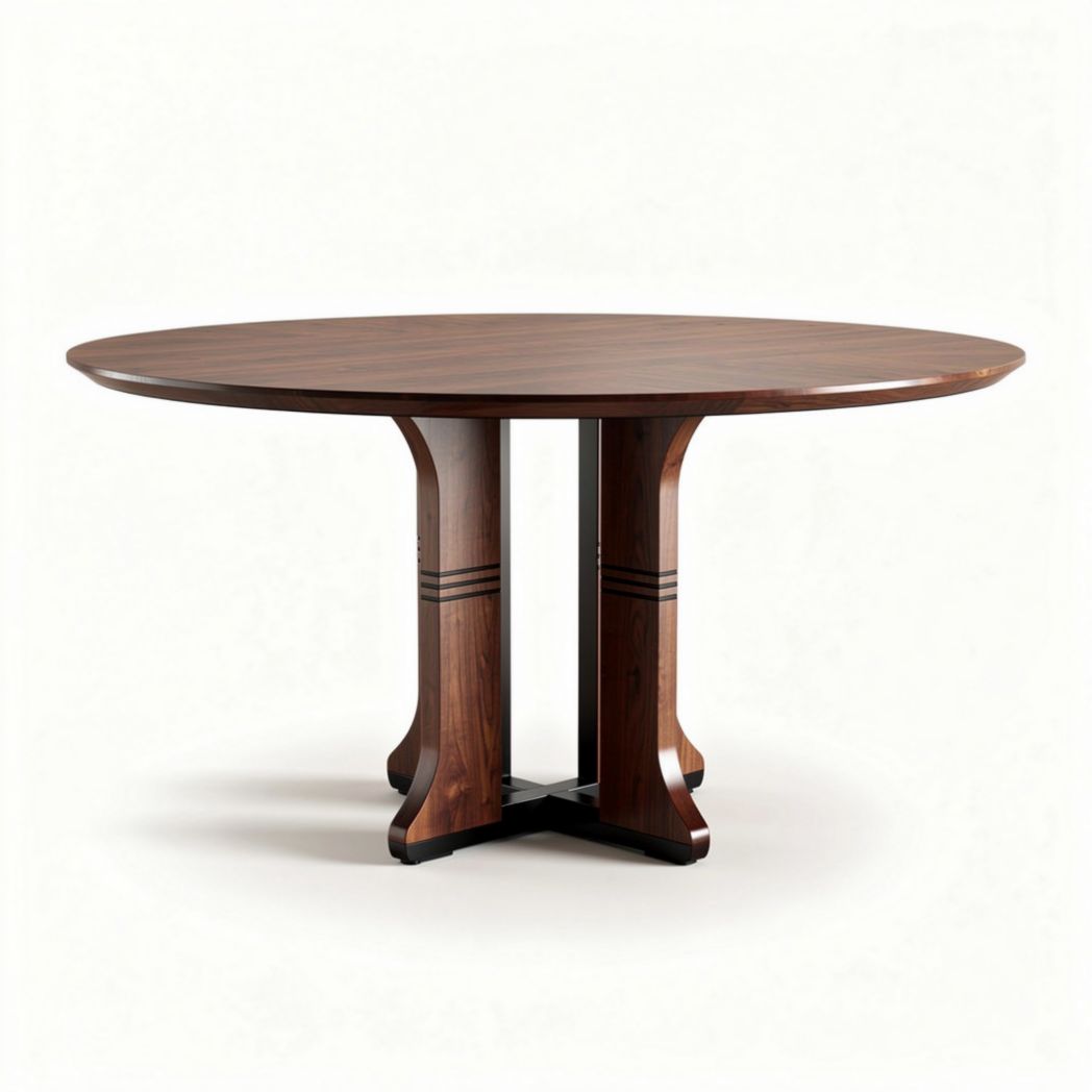Table ronde en bois de noyer 120 x 120 x 75cm pour salle à manger