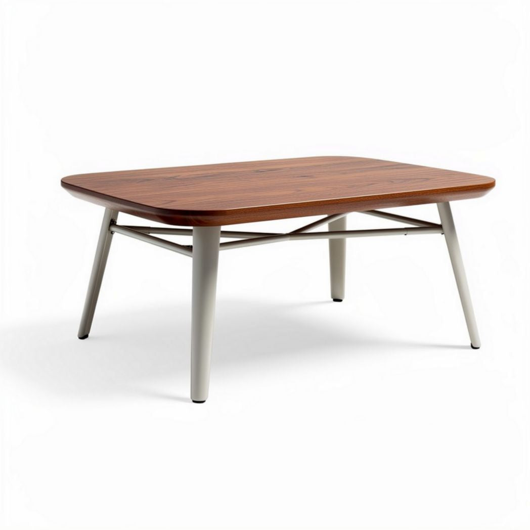 Table basse rectangulaire en bois et métal 120 x 80 x 40cm couleur chêne