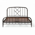 Lit en métal noir de style vintage avec sommier en bois 190 x 90 x 100cm