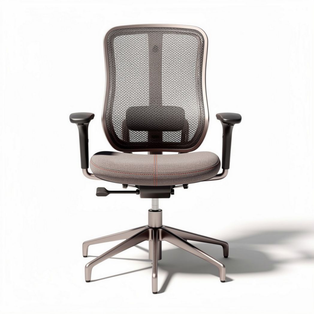 Chaise de bureau ergonomique en maille grise avec accoudoirs réglables 60 x 60 x 100cm
