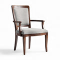 Chaise en bois avec accoudoirs et tissu gris 45 x 50 x 90cm