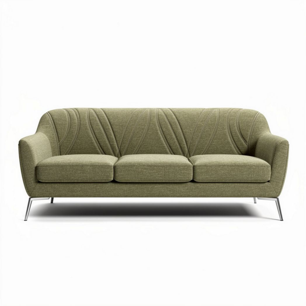Canapé en tissu vert olive 200 x 85 x 90 cm avec coutures décoratives