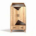 Armoire en bois de chêne avec portes croisées et deux tiroirs 50 x 30 x 120cm