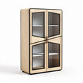 Armoire en bois clair avec portes vitrées dimensions 80 x 40 x 120 cm